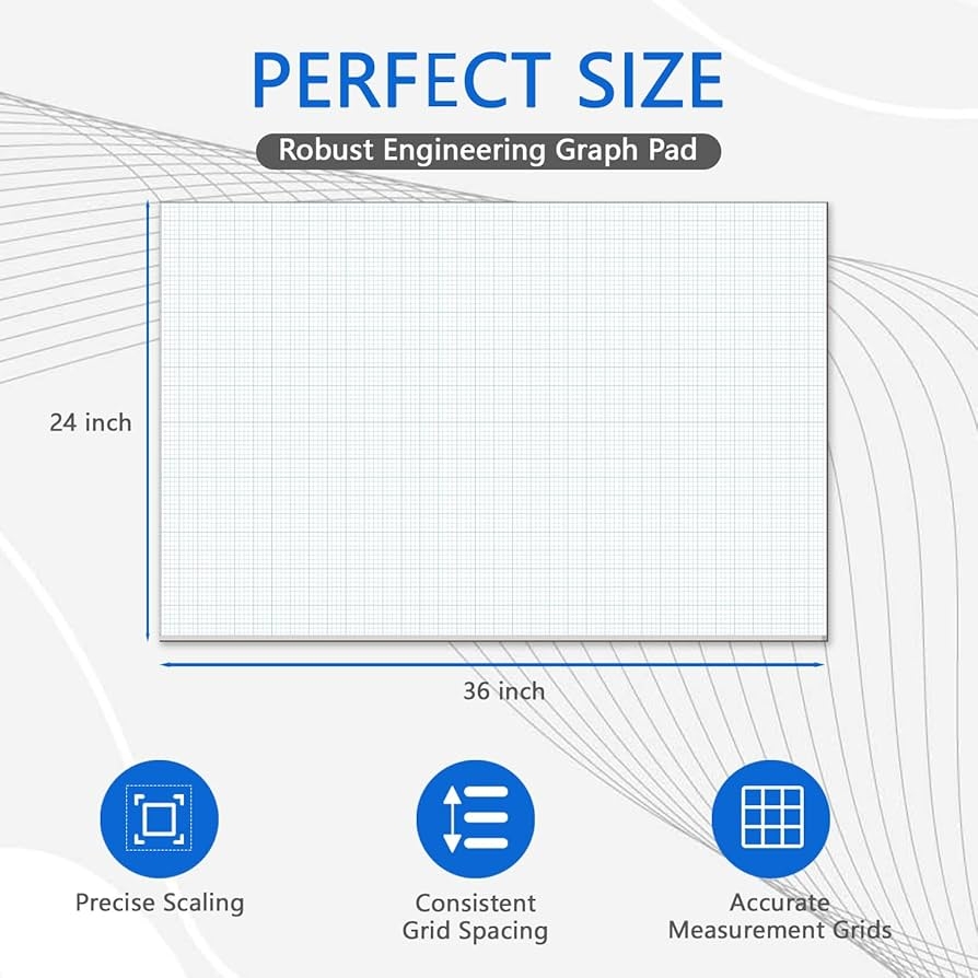 1 2 Graph Paper Graph Paper Pad 36 X 24 Large Graph Paper 30 Sheets 60