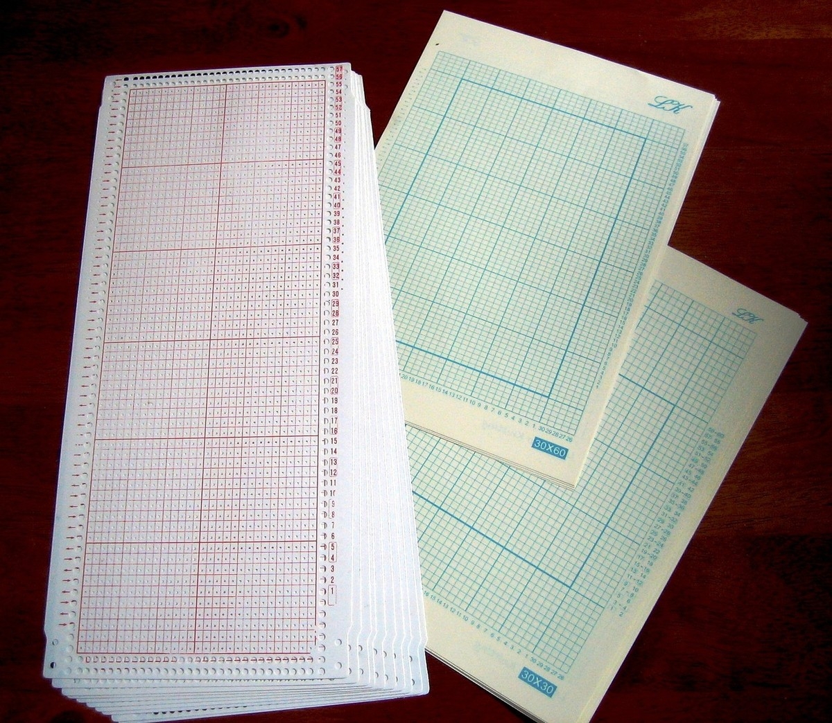 10 Blank 30 Stitch Punchcard 10 Grid Paper For SilverReed Knitting Machine EBay
