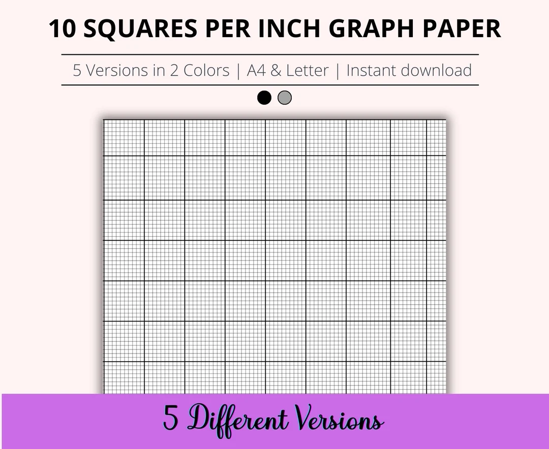 10 Squares Per Inch Graph Paper Bundle Printable Cross Stitch Paper Printable Grid Paper Squared 10 X 10 Graph Paper Instant Download Etsy