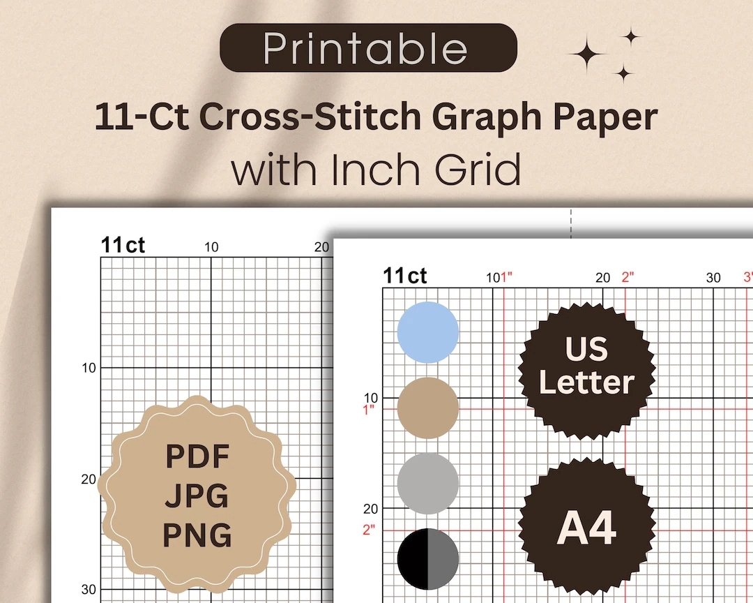11 count Graph Paper For Cross stitch With Inch Grid Printable Cross stitch Grid For Creating Your Own Designs Letter A4 PDF JPG PNG Etsy UK