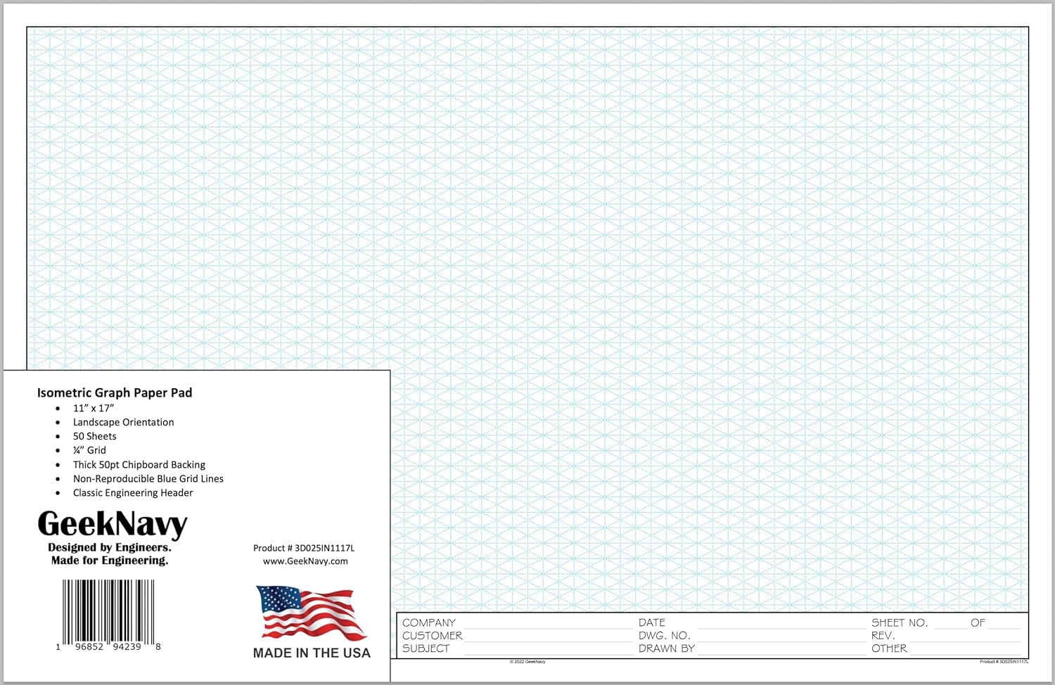 11x17 Isometric Grid Pad 50 Sheet 11x17 Isometric Graph Paper Pad 0 25 Non Photo Blue Grid For Engineering Drafting Stencil Paper