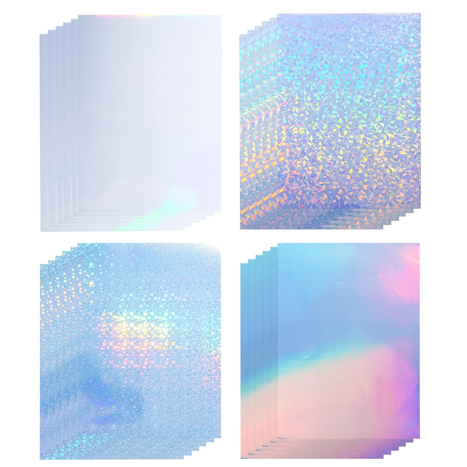24 Sheets Printable Vinyl Sticker Paper A4 Size 21 X 29 7 Cm Holographic Sticker Paper Self Adhesive Waterproof Dries Quickly For Inkjet Laser Printers Amazon de Stationery Office Supplies