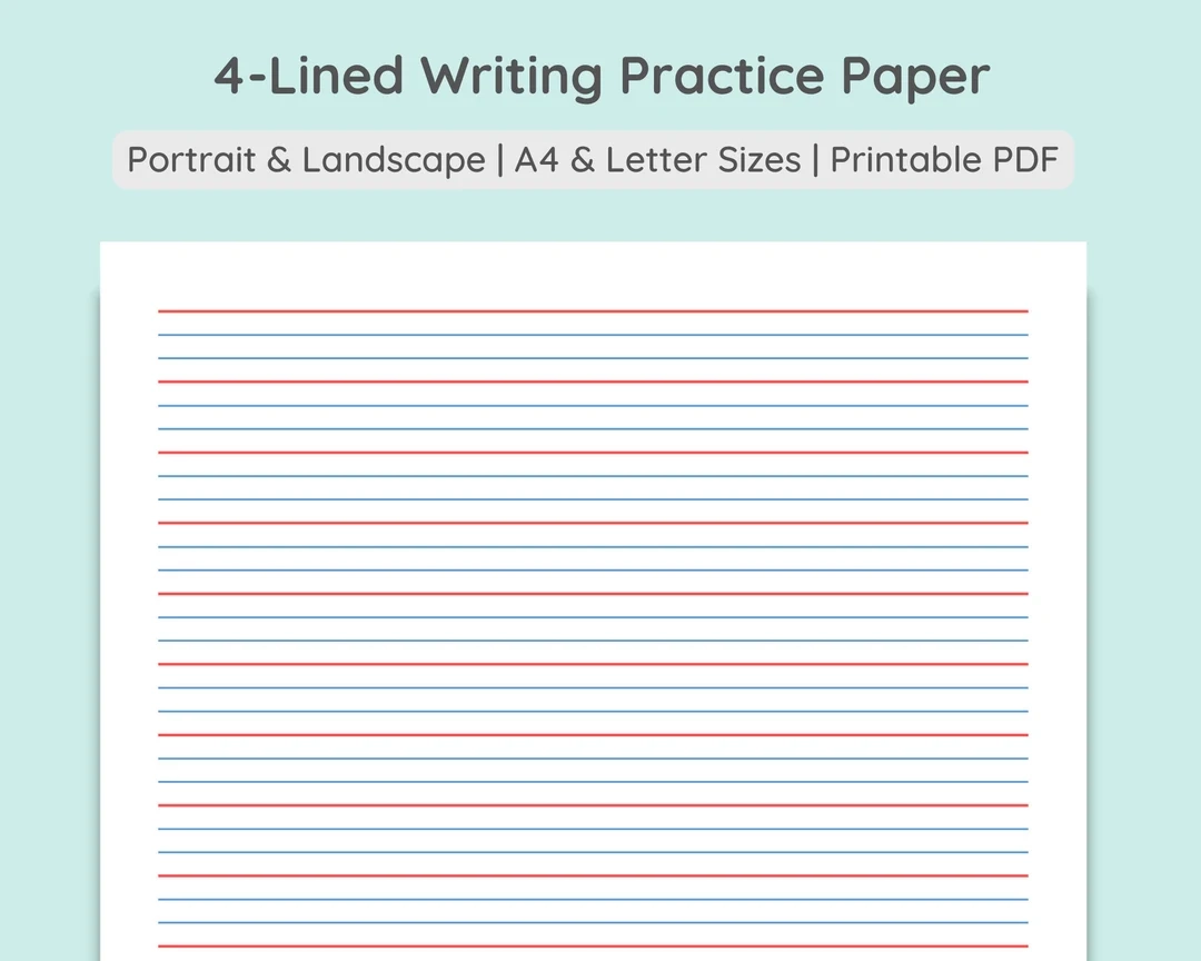 4 lined Writing Practice Paper Handwriting Penmanship Calligraphy Sheet Colored Grey Portrait Landscape A4 Letter PDF Download Etsy UK