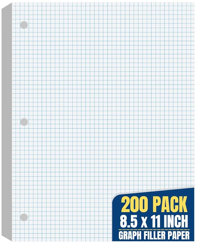 Amazon 1InTheOffice Graph Paper Loose Leaf Graph Ruled Filler Paper 8 5 X 11 200 Sheets Pack White Office Products