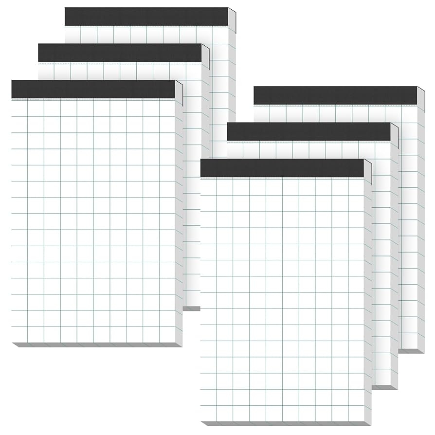 Amazon Graph Paper Pads 6 Pack Grid Paper Pad 5x8 White Note Pads 2x2 Squares Per Inch Writing Pad Perforated Lined Grid Notebook 50 Sheets Paper Pads Small Graph Paper Pad