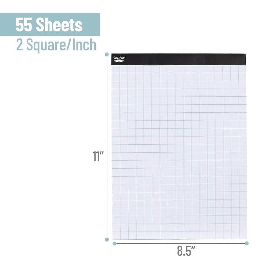 Amazon Mr Pen Graph Paper 2x2 2 Squares Per Inch 8 5 x11 55 Sheets Grid Paper Graphing Paper Graph Paper Pad Math Graph Paper Grid Paper Pad 1 2 Inch Graph Paper Square