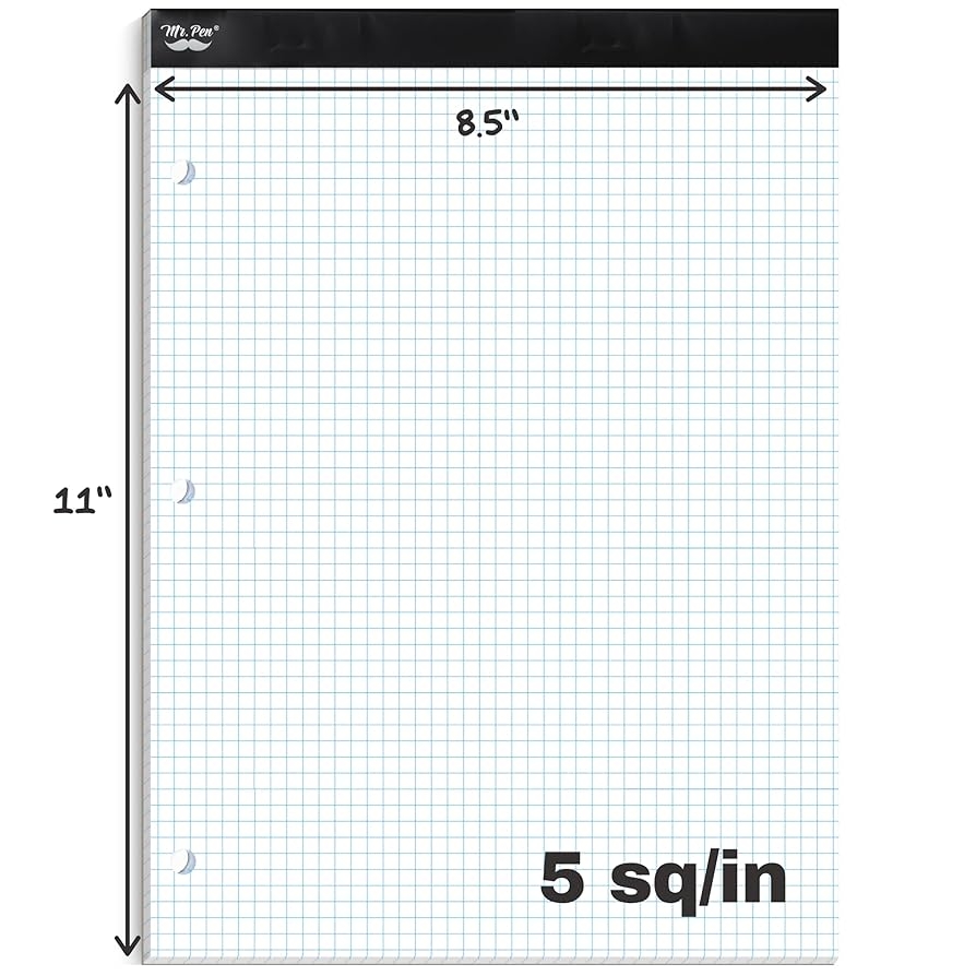 Amazon Mr Pen Graph Paper 5x5 5 Squares Per Inch 11 x8 5 Engineering Graph Paper Pad 55 Sheet Office Products