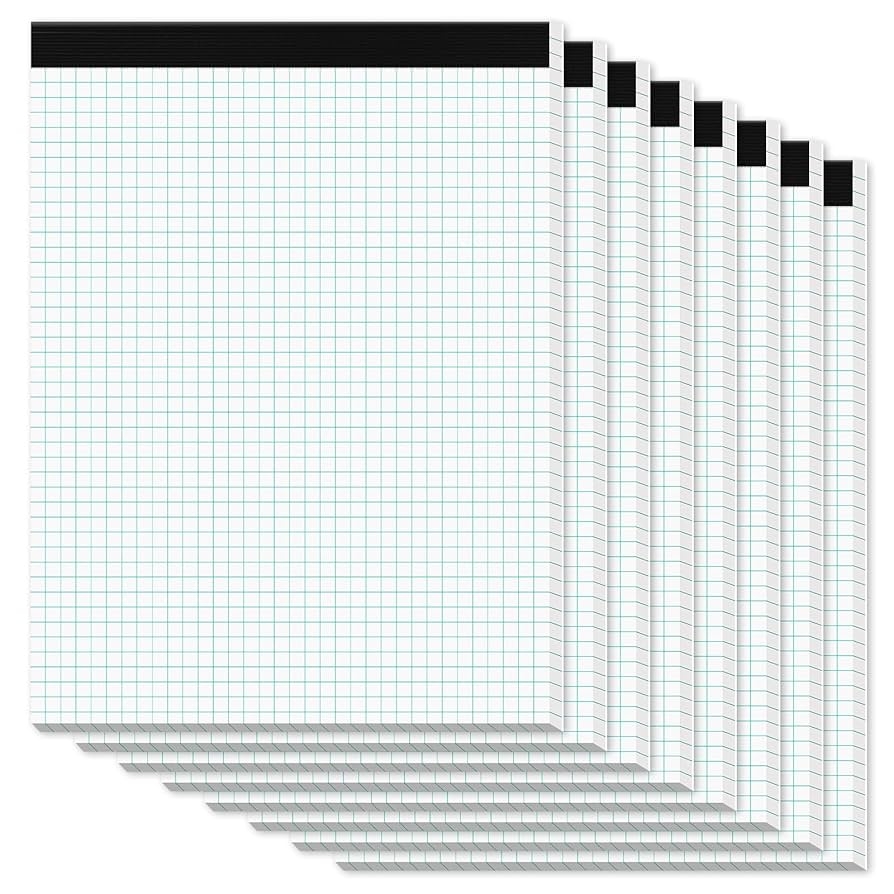 Amazon Zaviko Graph Paper Pads 8 5 X 11 8 Pack 4x4 Quad Grid Paper Pad 8 1 2 X 11 White Quadrille Pad Easy Tears Off Design Grid Notebook 8 1 2 X 11 White