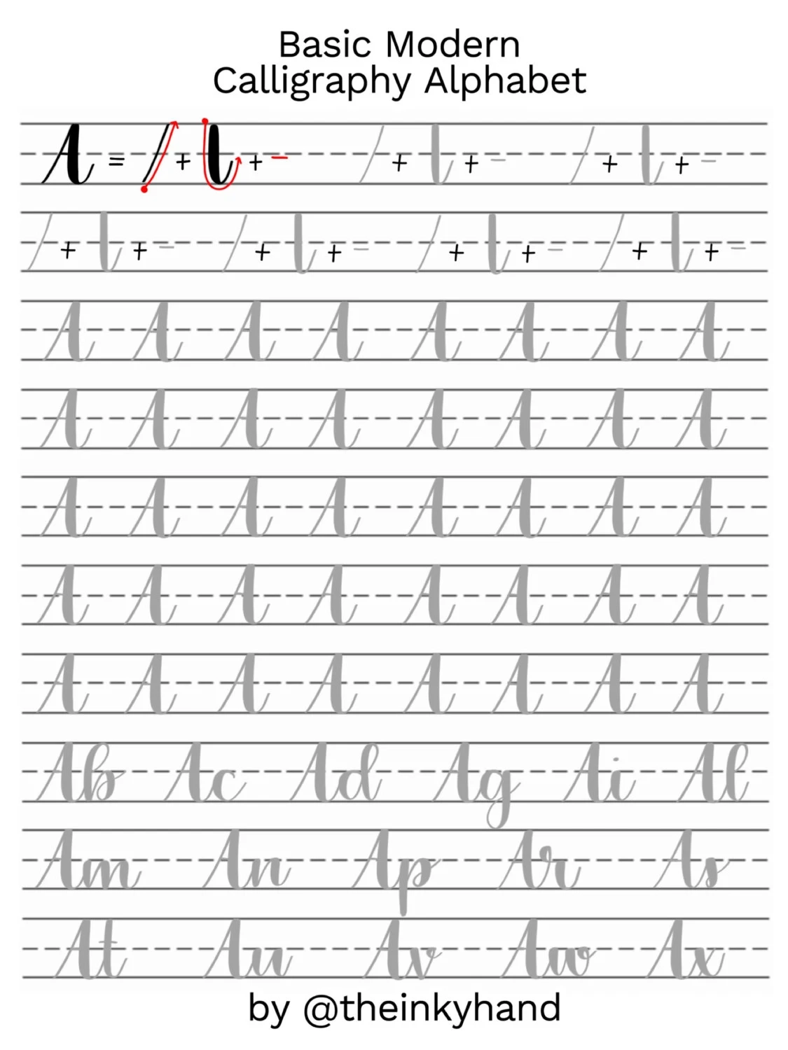 Beginner Printable Calligraphy Practice Sheets Printable Party Favors