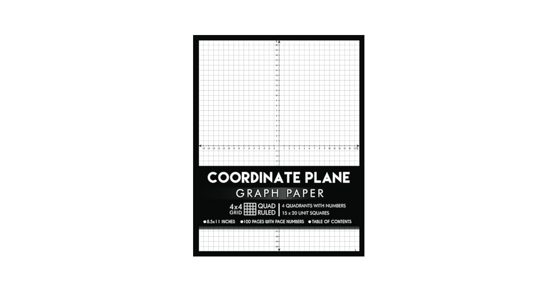 Blue Planet Square Coordinate Plane With XY Axis And With Numbers 4x4 Quad Ruled 4 Quadrant Grid 1 Per Page 100 Numbered Pages 50 Double Sided Sheets With Table Of Graph Paper