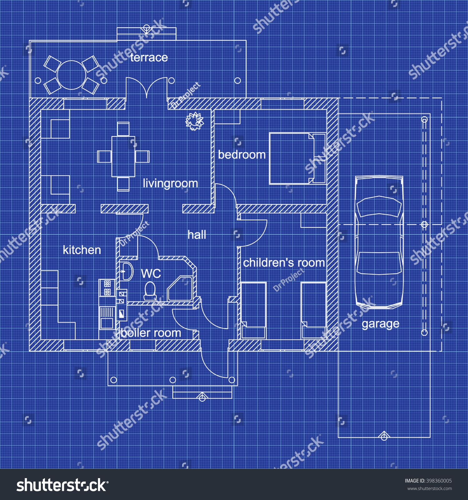 Blueprint Floor Plan Modern Apartment On Stock Vector Royalty Free 398360005 Shutterstock