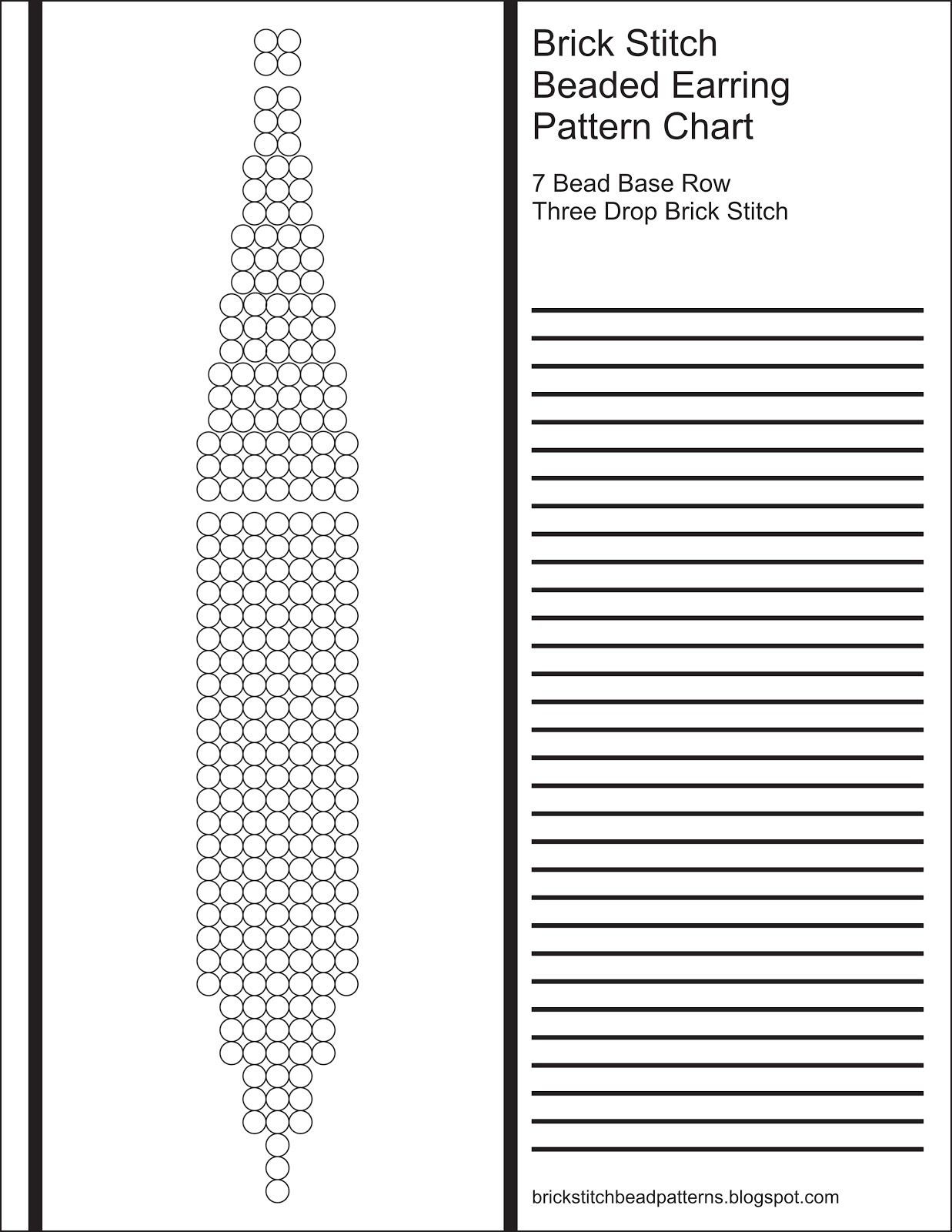 Brick Stitch Bead Patterns Journal 7 Bead Base Row 3 Drop Blank Round Beaded Earring Pattern Chart