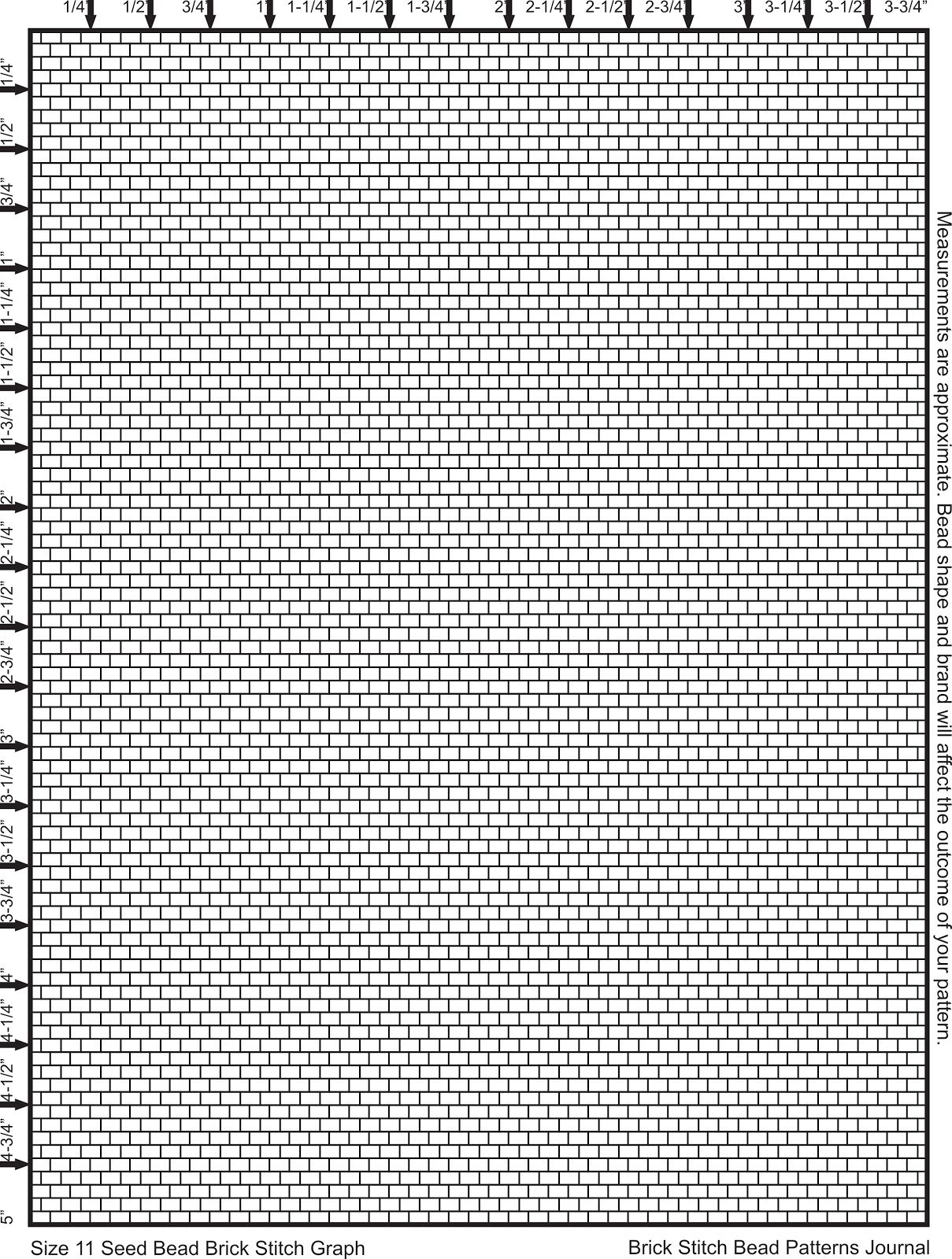 Brick Stitch Bead Patterns Journal Size 11 Seed Bead Brick Stitch Graph Paper