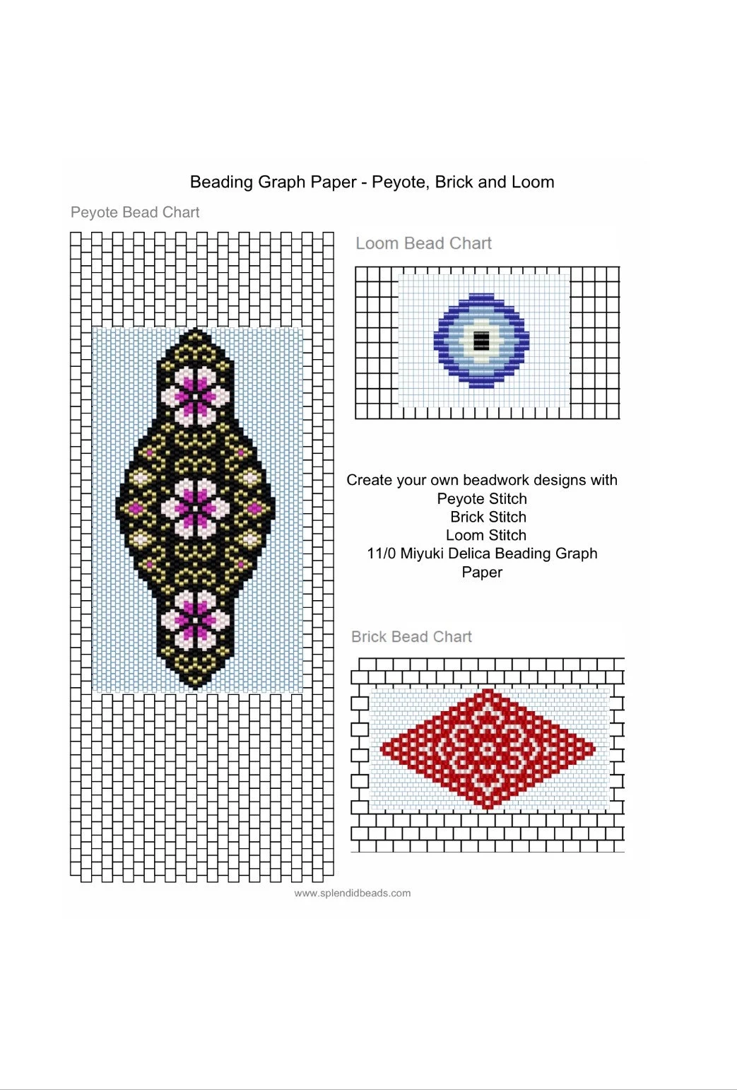 Brick Stitch Peyote Stitch And Loom Stitch Beading Graph Paper 11 0 Miyuki Delica Beading Graph Paper Pattern Sheet Printable PDF Charts Etsy Canada