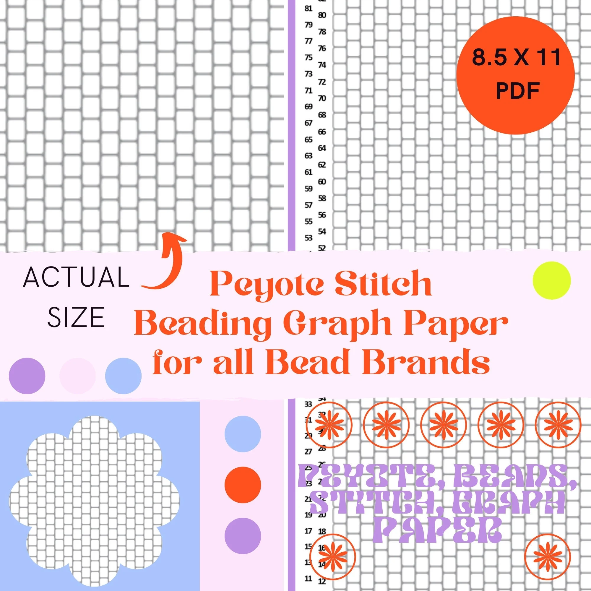 Buy Numbered Peyote Stitch Beading Graph Paper Beading Pattern Beading Tutorial Pattern Sheet Design Sheet Printable Pattern Graph Online In India Etsy