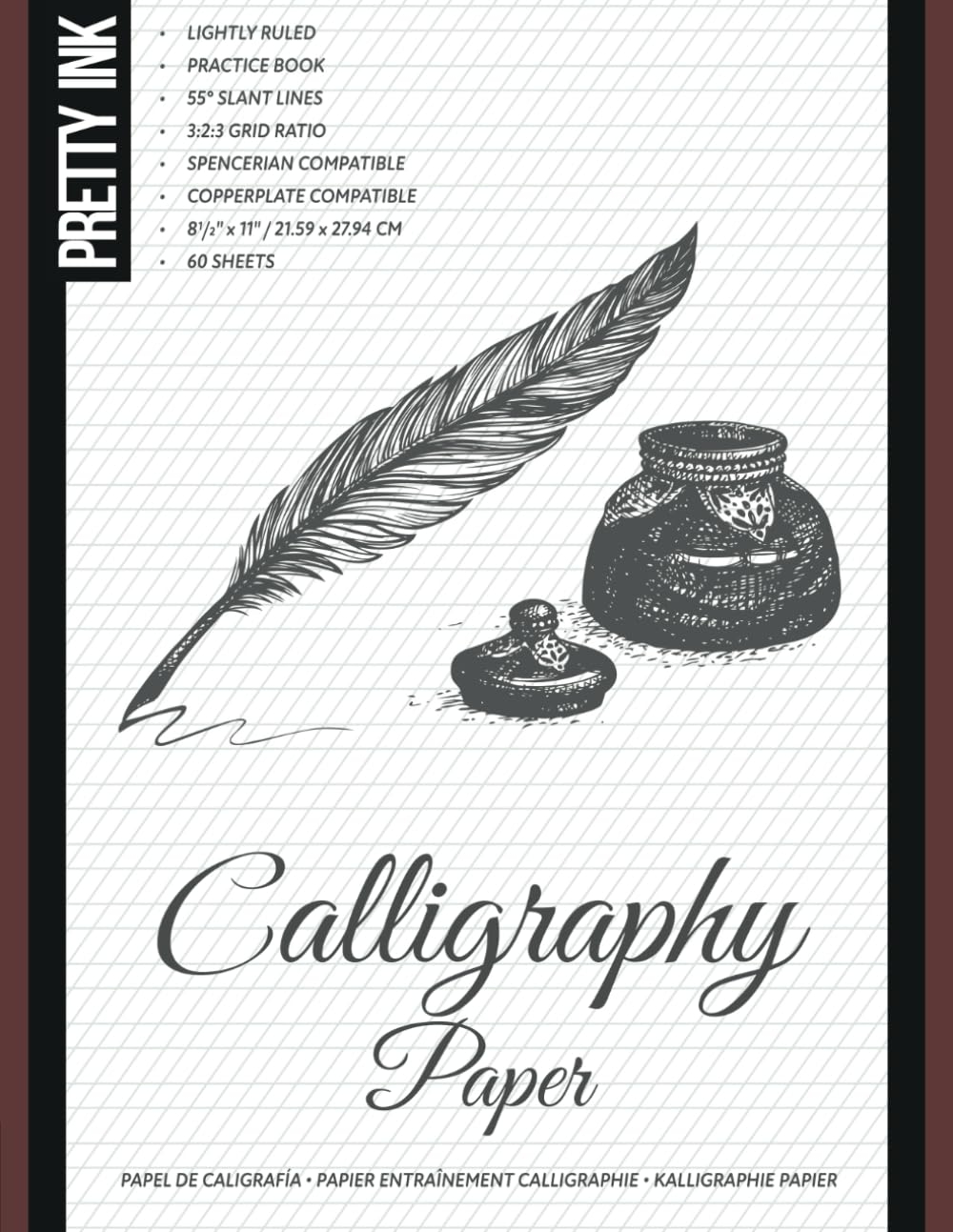 Calligraphy Paper Practice Book 60 Lightly Ruled Sheets In 3 2 3 Ratio With 55 Degrees Slant Lines For Hand Lettering Spencerian Copperplate Cursive And Modern Calligraphy Press Pretty Ink Amazon de Books