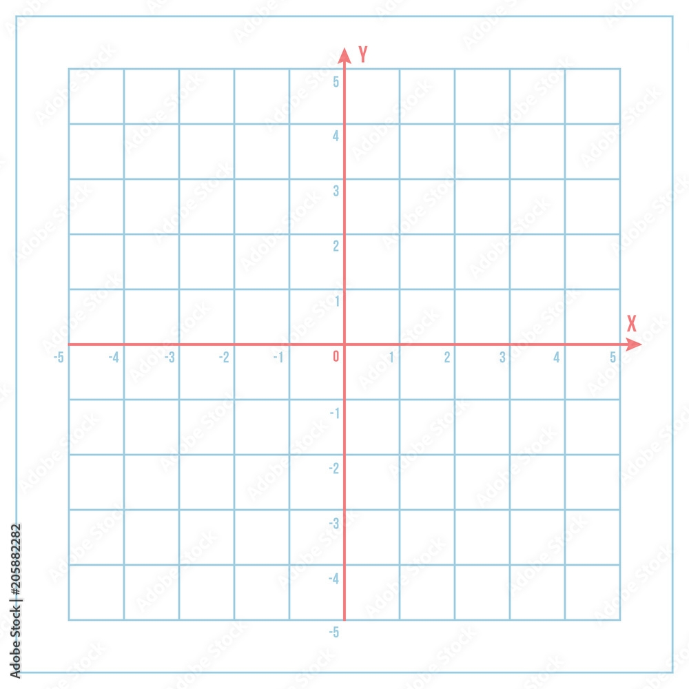 Cartesian Coordinate System On Blue Graph Paper With Coordinate Axis Stock Vector Adobe Stock