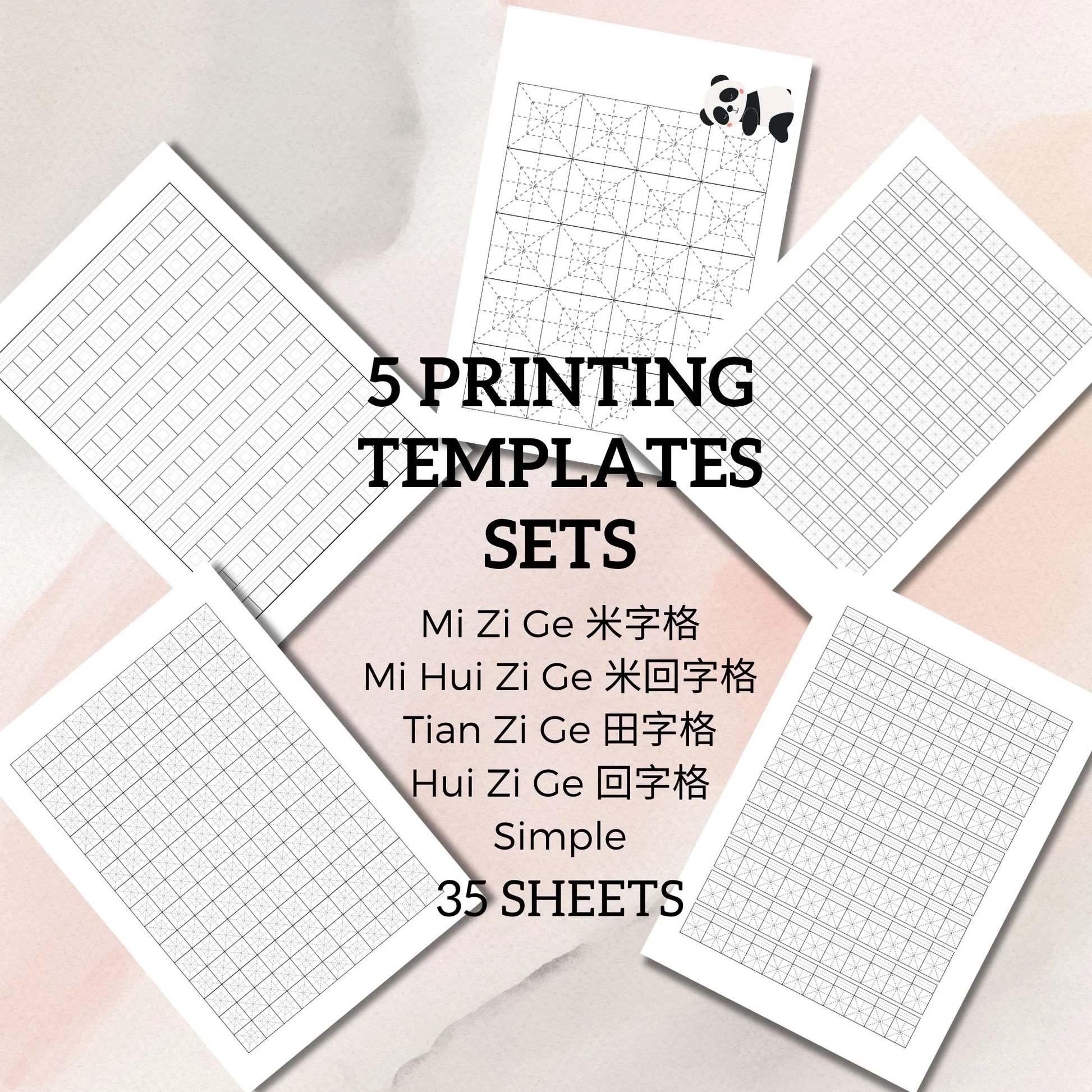 Chinese Writing Sheets Set Japanese Manuscript Hanzi Handwriting B AWangArt