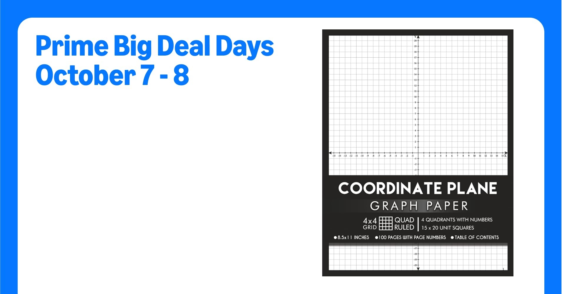 Coordinate Plane Graph Paper With XY Axis And With Numbers 4x4 Quad Ruled 4 Quadrant Grid 1 Per Page 100 Numbered Pages 50 Double Sided Sheets With Table Of