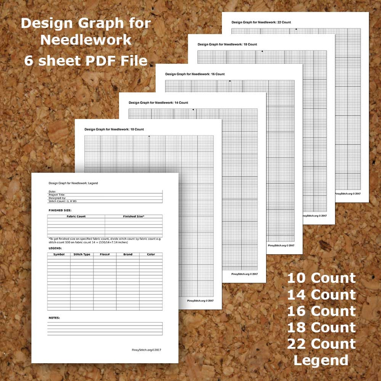Cross Stitch Graph Paper Needlework Grid Template PDF Instant Download 10 To 22 Count Fabric Template Grid PinoyStitch