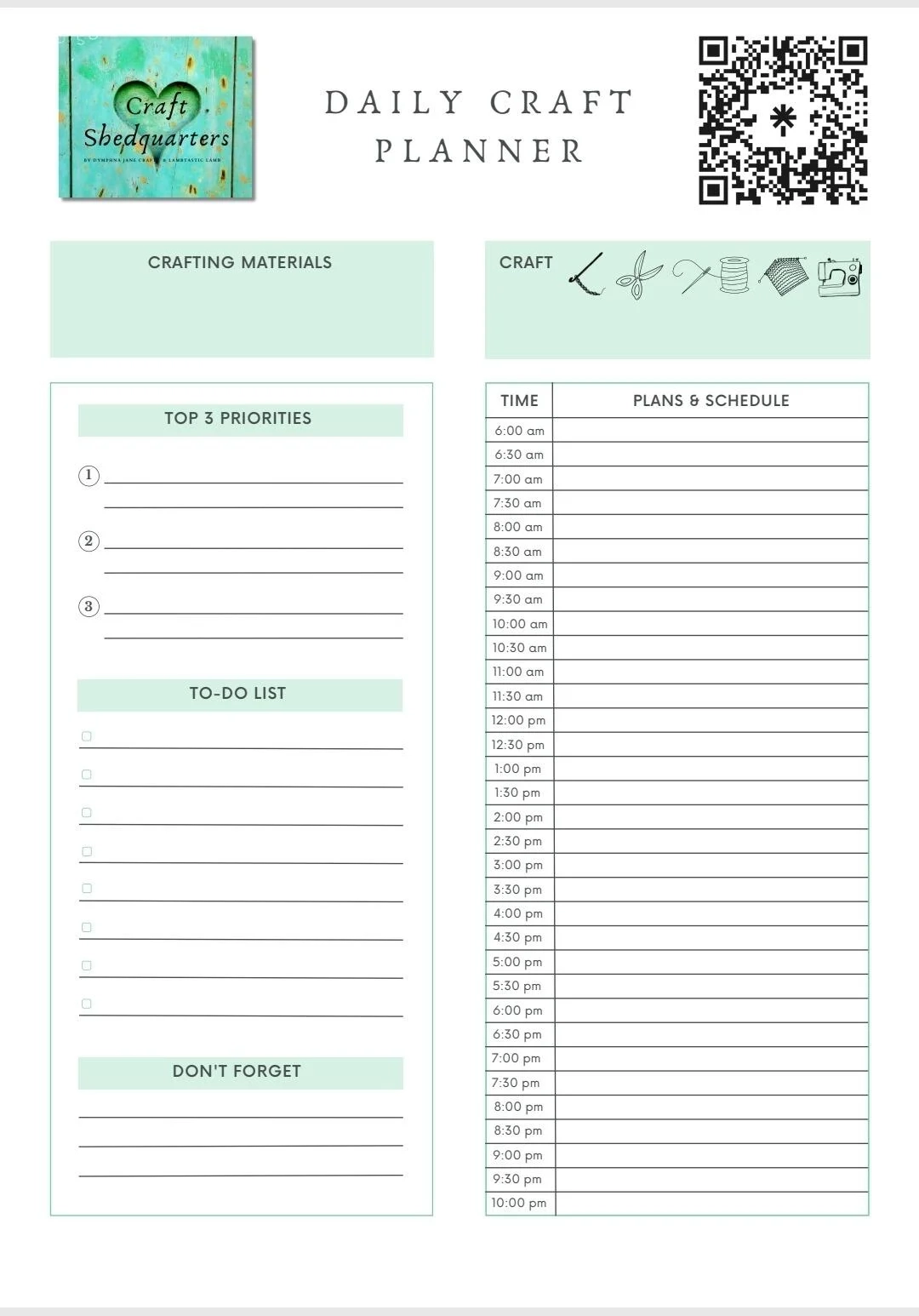 CSQ Graph Paper With Crochet Information Printable