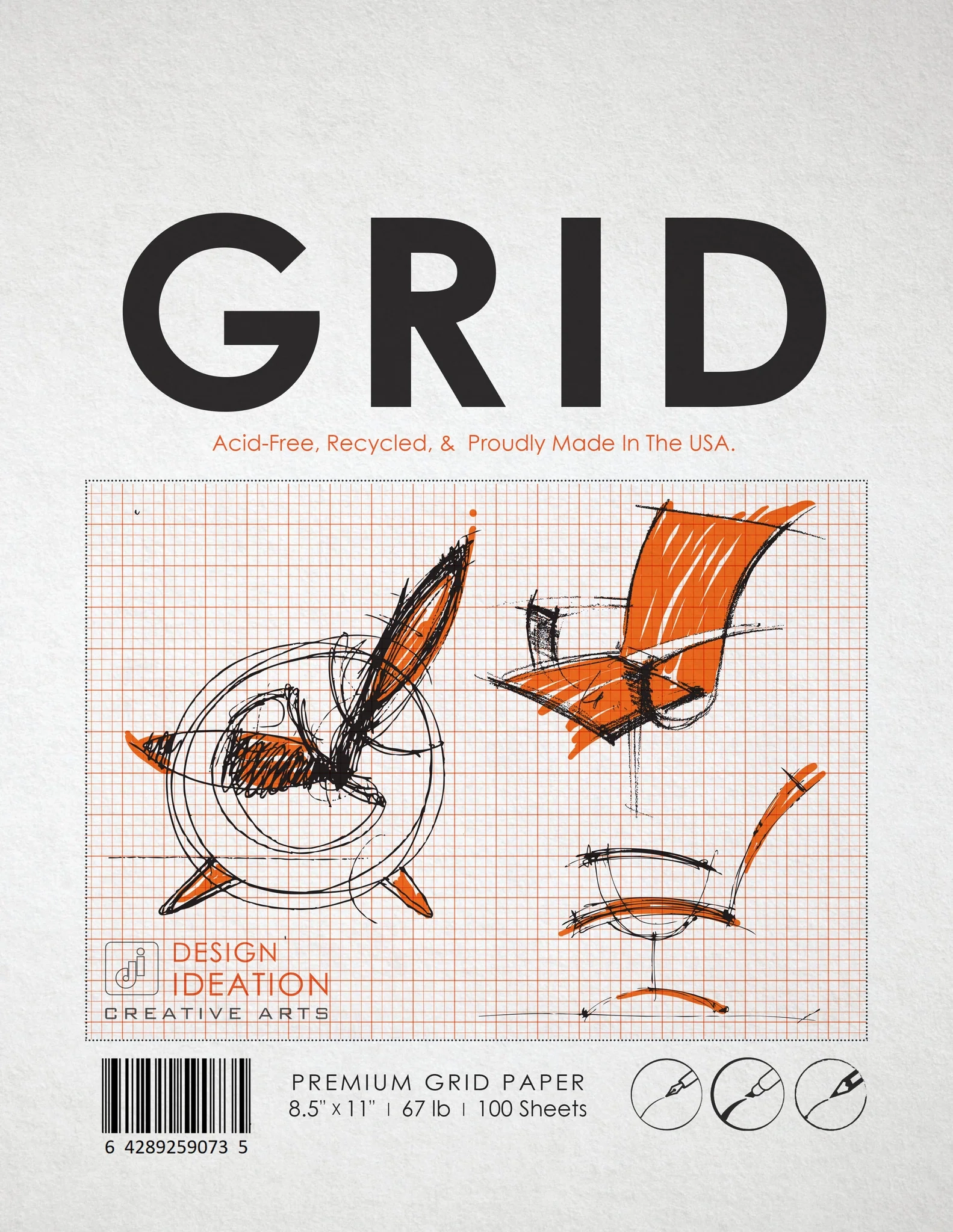 Design Ideation GRID Paper ORANGE Grid Premium Paper Loose Sheet Pa Design Ideation Studio