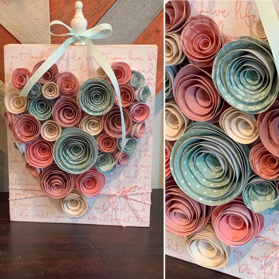 DIY Paper Rosette Heart Decorationt Fourth East Craft CO 