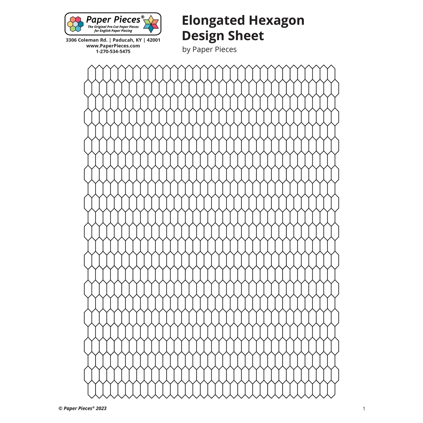 Elongated Hexagon Design Sheet Paper Pieces