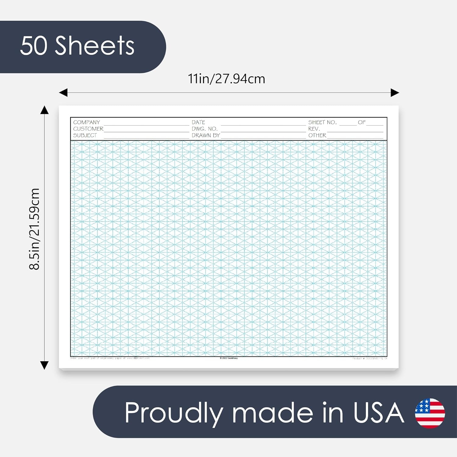 Engineering Paper Isometric Graph Paper 11x17 50 Sheets Large Graph Paper Pads 11x17 Paper