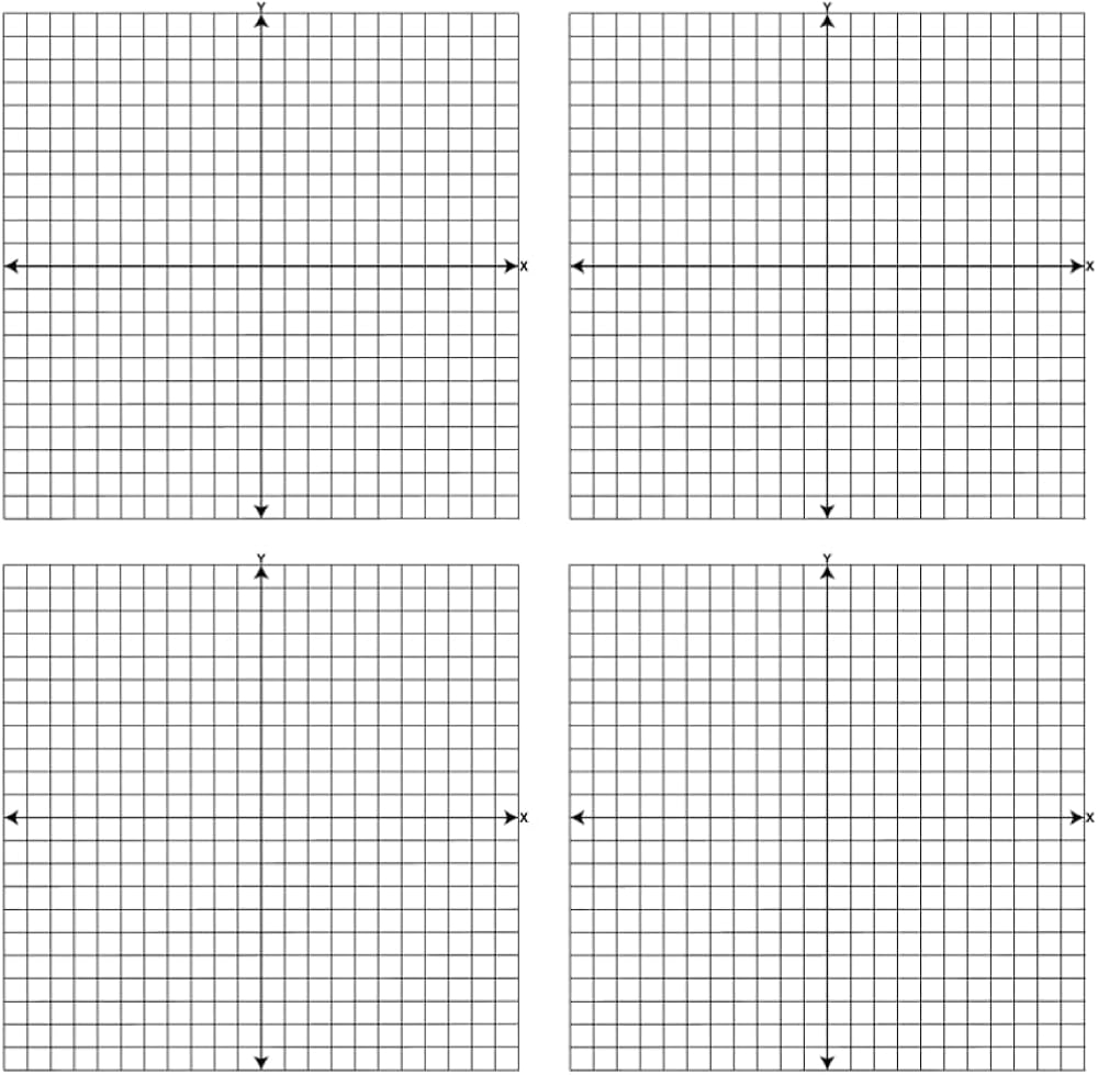 Graph Paper 4x4 Blue Planet Square Coordinate Plane With XY Axis And With Numbers 4x4 Quad Ruled 4 Quadrant Grid 1 Per Page 100 Numbered Pages 50 Double Sided