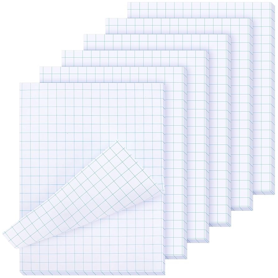 Graph Paper Big Squares 6 Pack Graph Paper Notebooks 8 5x11 5x5 Grid 50 Sheets Each Perforated For Easy Tear Graph Paper Pads 8 5 X 11