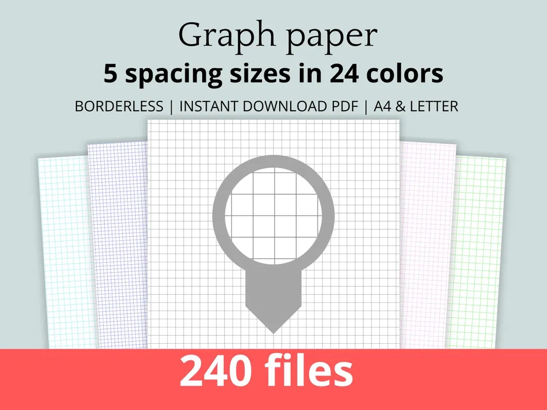 Graph Paper Borderless Printable Pdfs A4 Letter Instant Download 3mm 4mm 5mm 6mm 7mm Spacing 24 Colors 300 DPI Etsy