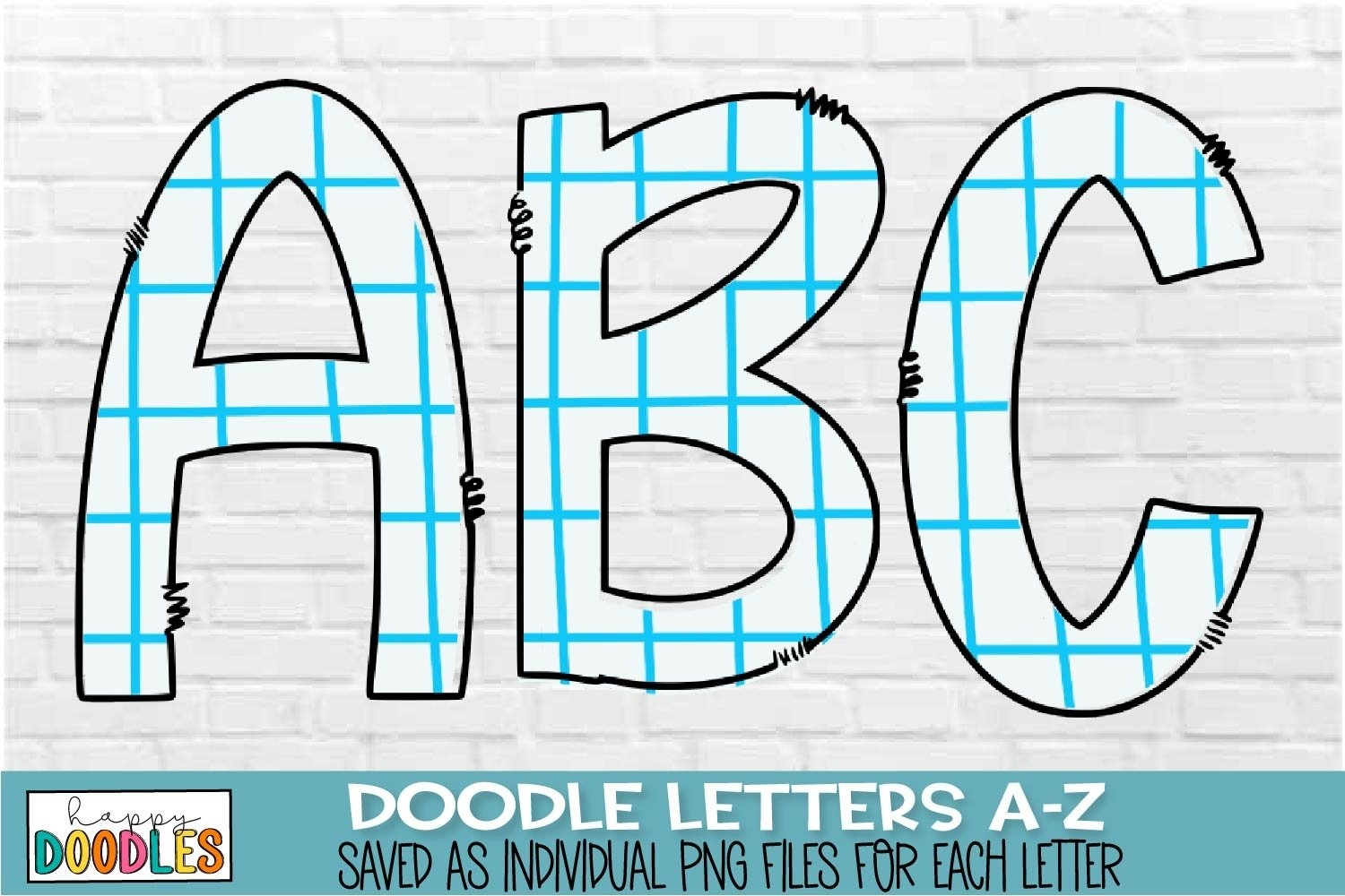 Graph Paper Doodle Letters School Sublimation Alphabet Set