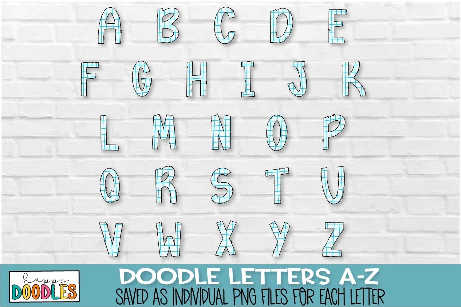 Graph Paper Doodle Letters School Sublimation Alphabet Set