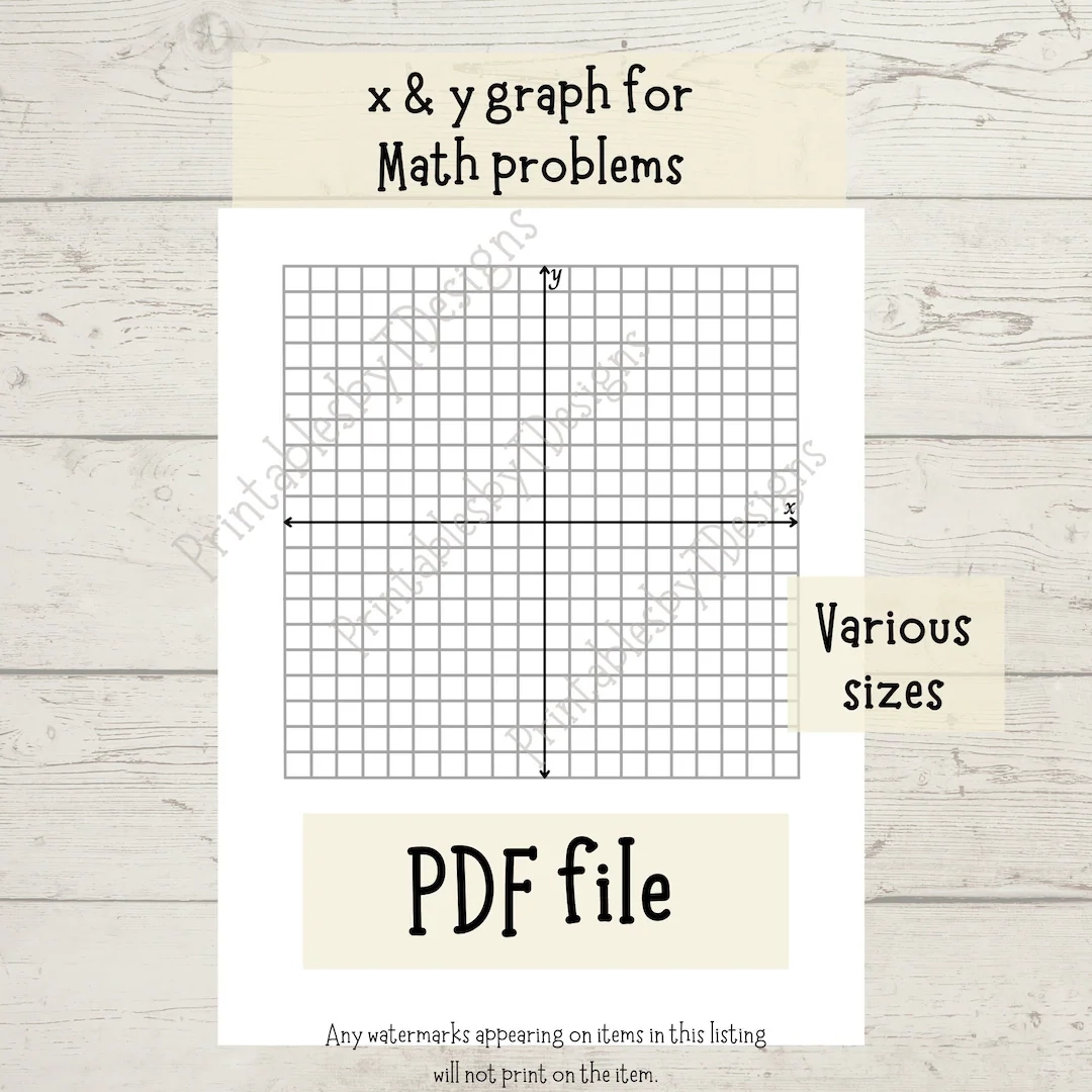 Graph Paper X Y Axis Graph Paper Math Homework Math Graph Paper Middle School High School PDF Home School Printable Etsy