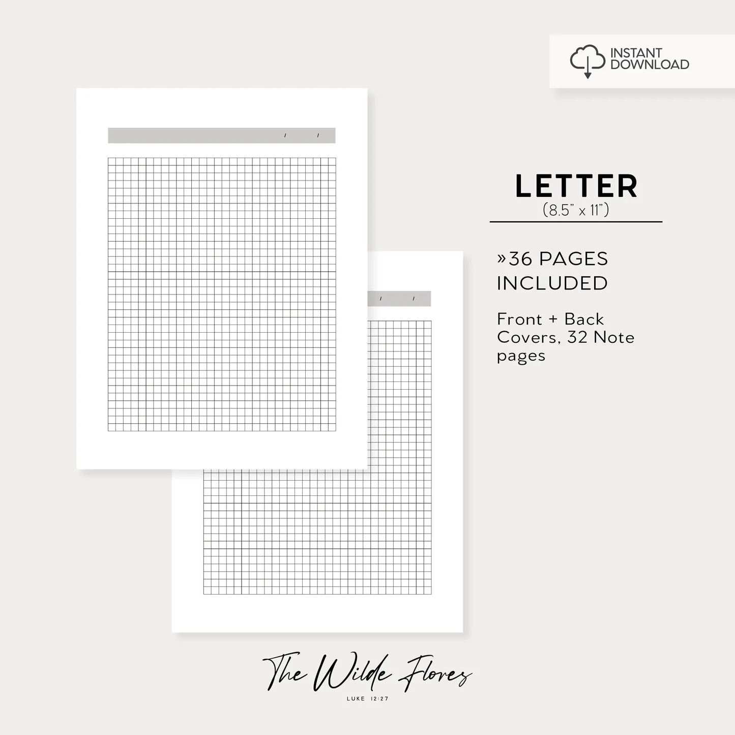 Grid Note Pages Letter Size Printable The Wilde Flores
