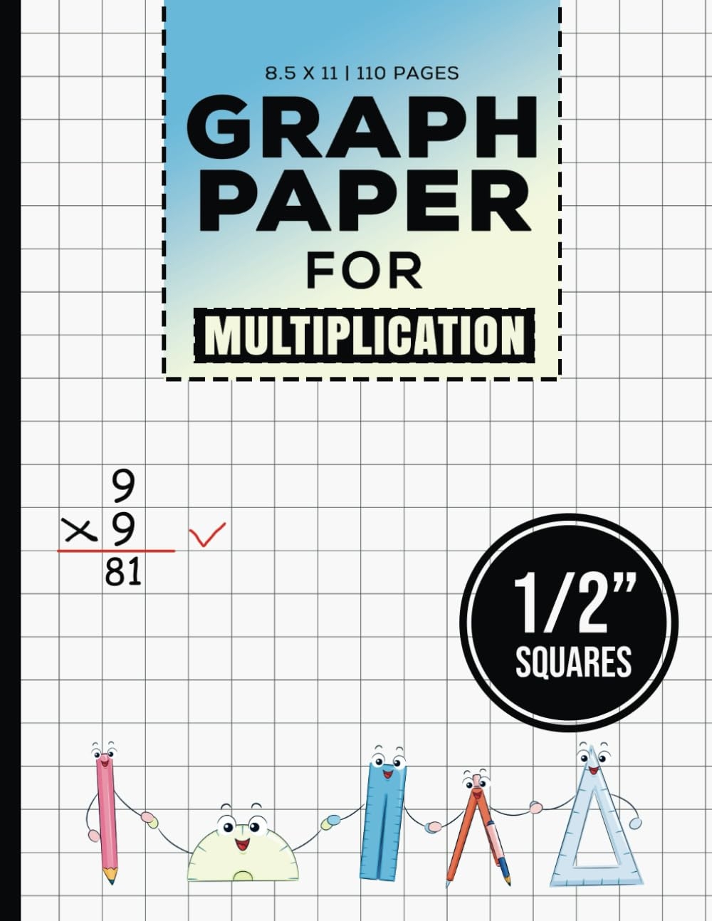 Half Graph Paper Printable PDF DOWNLOAD FREE Graph Paper For Multiplication 1 4 Inch Squares Notebook Graph Paper Composition For Math Problems Kids And Students Large Print Graph Paper Perfect Binding 85 X