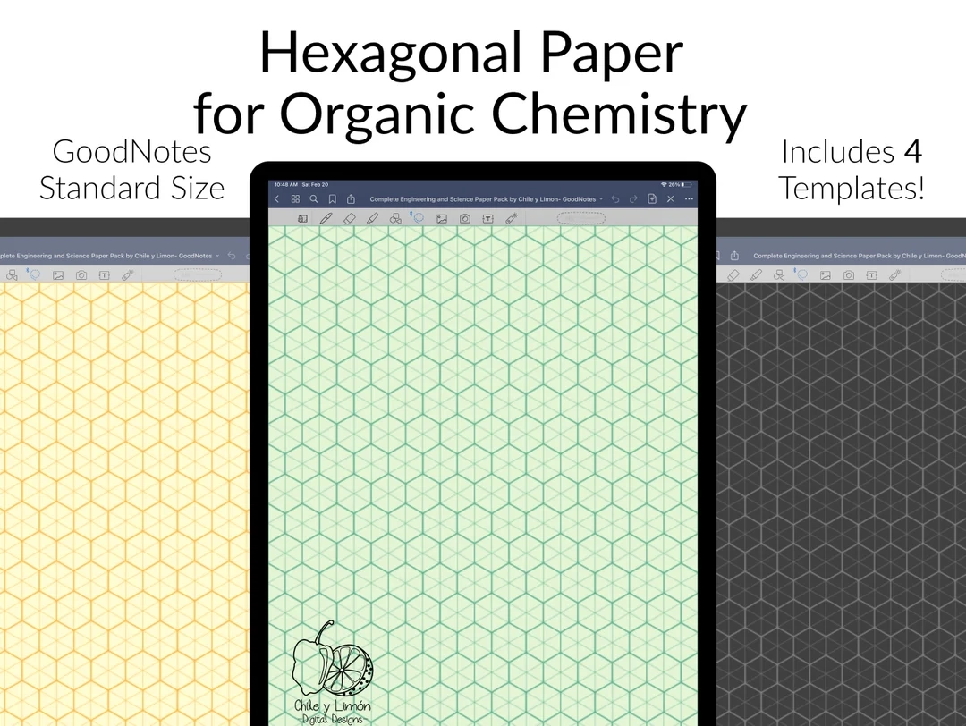 Hexagonal Paper For Organic Chemistry student Note Taking Printable Templates For Goodnotes Standard Size DIGITAL DOWNLOAD Etsy Canada