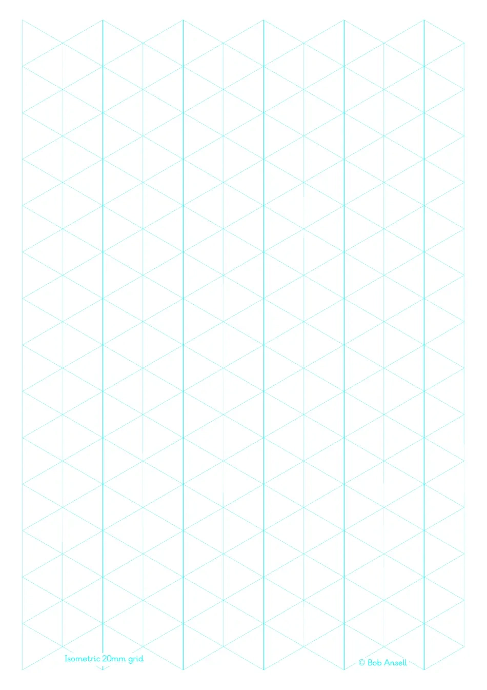 Isometric 20mm Grid Paper Cyan Download Printable PDF Templateroller