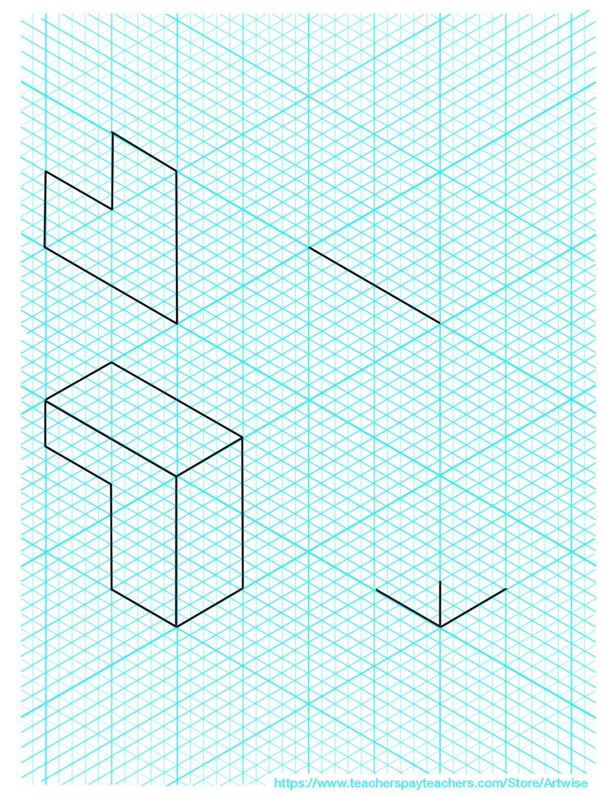 Isometric Graph Paper Drawing Pack 002 By ArtWise TPT