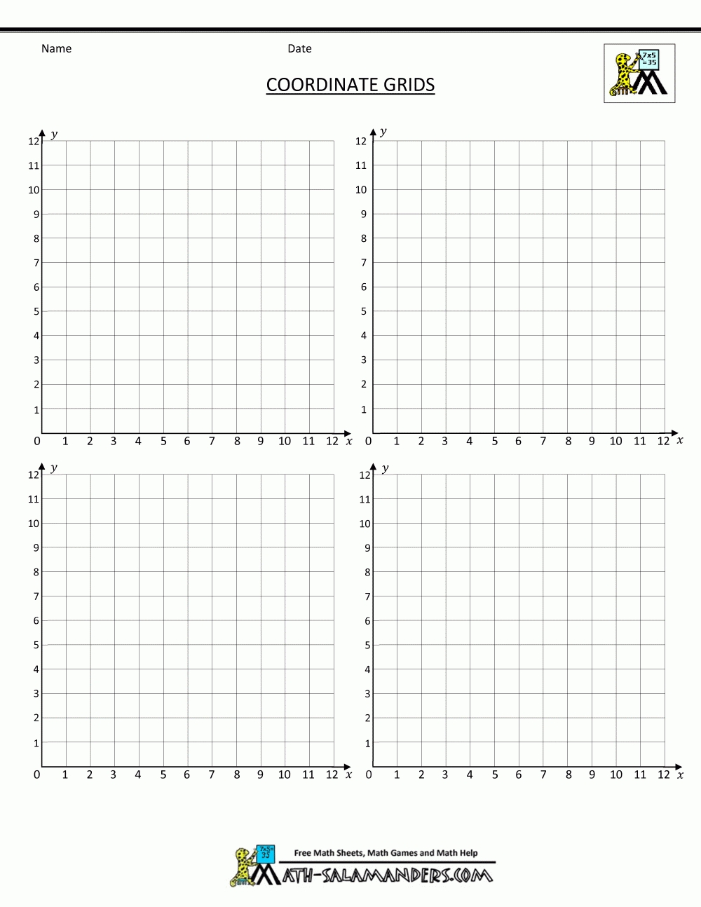 Printable Coordinate Plane Graph Paper