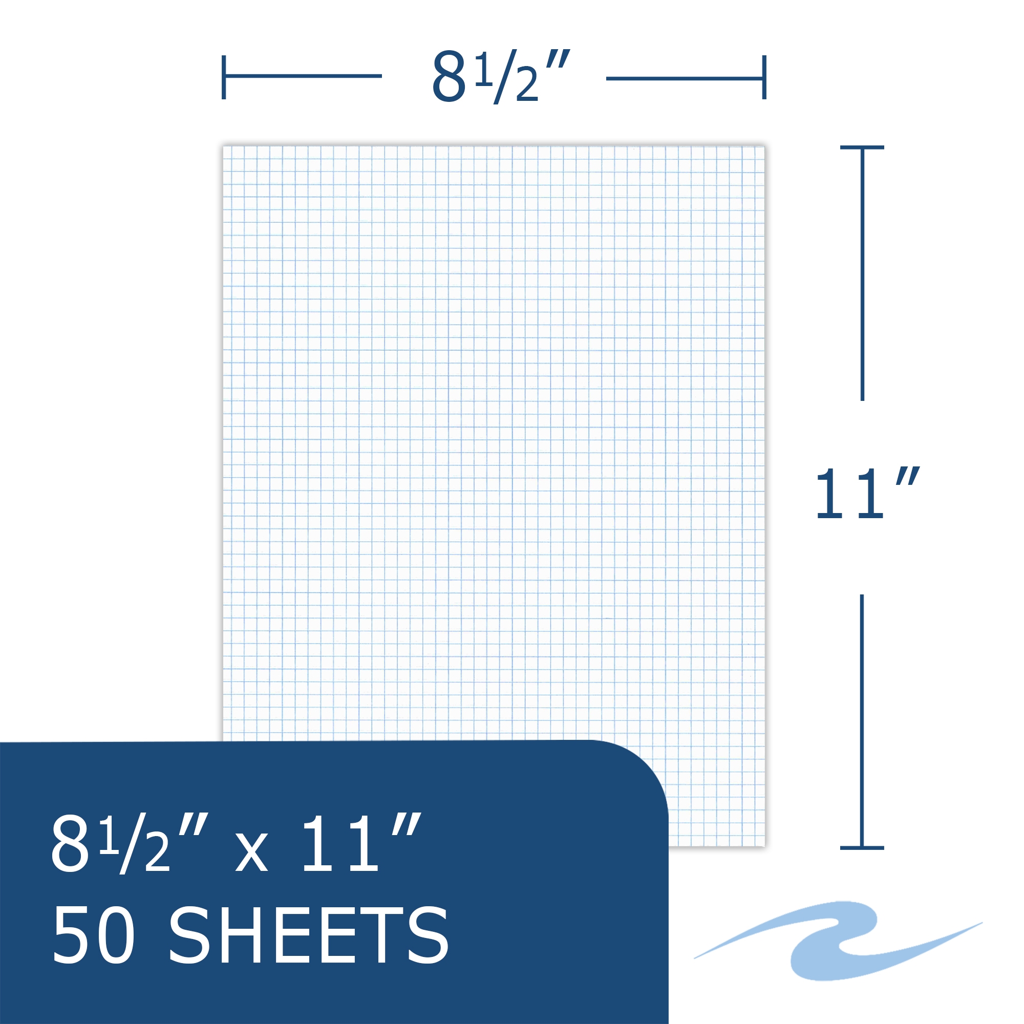 Legal Pad Glued Top Bound 5x5 Grid Ruled 8 5 X 11 50 Sheets White Paper Roaring Spring Paper Products
