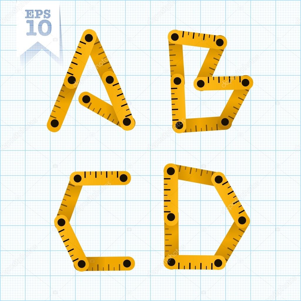 Letters A B C D On A Blue Graph Paper Stock Vector By illuland 54291415