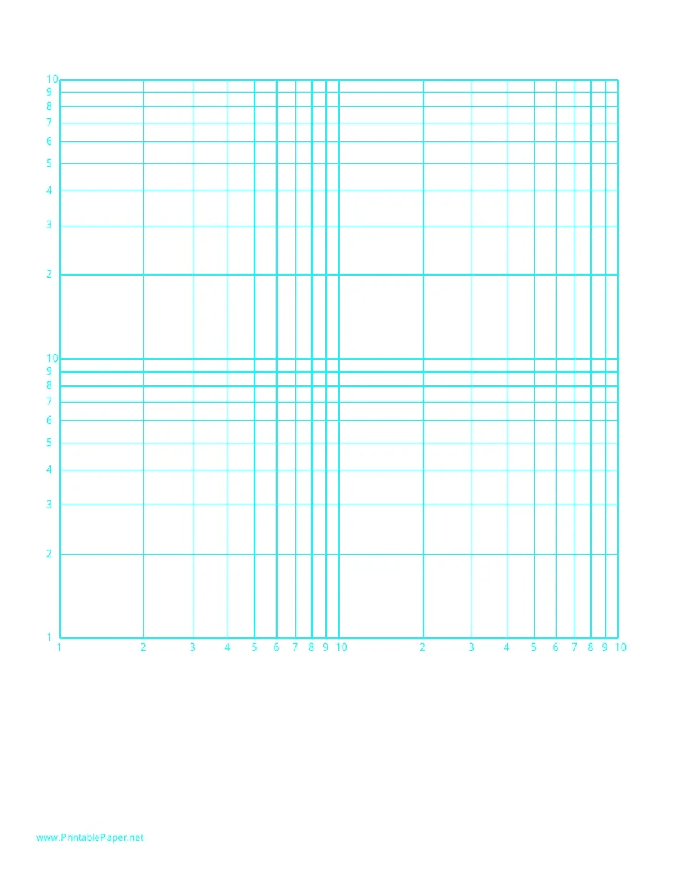Log Log Paper With Logarithmic Horizontal Axis Two Decades And Logarithmic Vertical Axis Two Decades With Equal Scales On Letter Sized Paper Download Printable PDF Templateroller