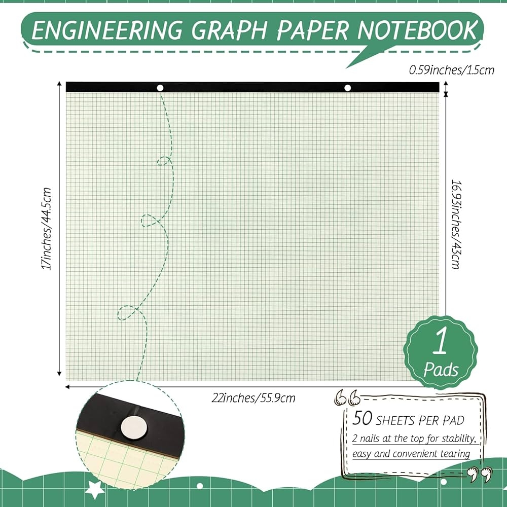 Math Notebook Graph Paper Nearby 25 Sheet Graph Paper Pad 24 X 36 Large Graph 1 And 1 4 Ruled Grid Paper For Engineer Architect Designer Mathematician Draftsmen Sketch House Extra Large Grid