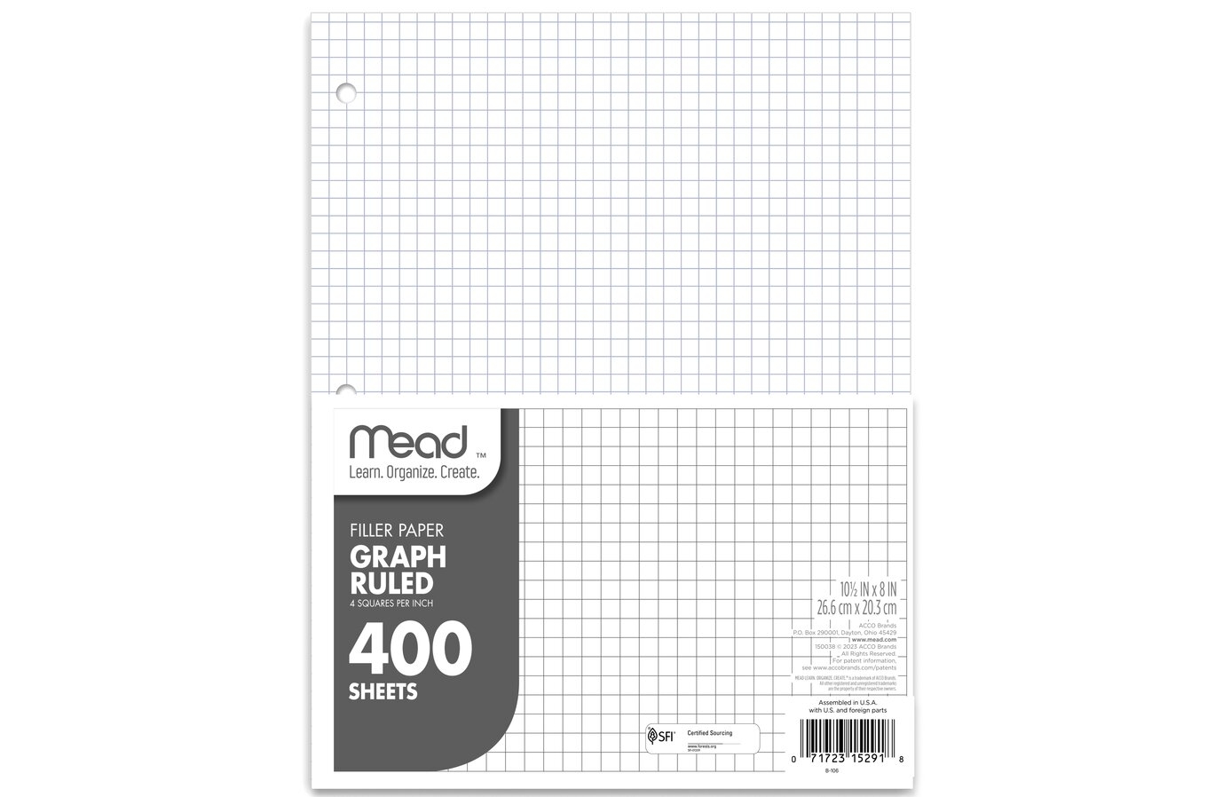 Mead Filler Paper Quad Ruled 8 X 10 1 2 400 Sheets Pack Filler Paper Mead