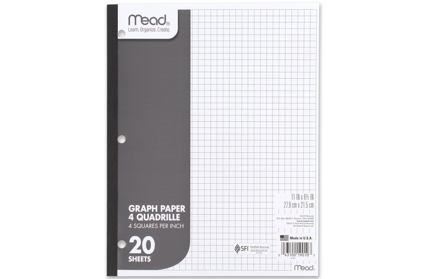 Mead Q4 Paper Tablet Graph Ruled 20 Sheets 11 X 8 1 2 Filler Paper Mead