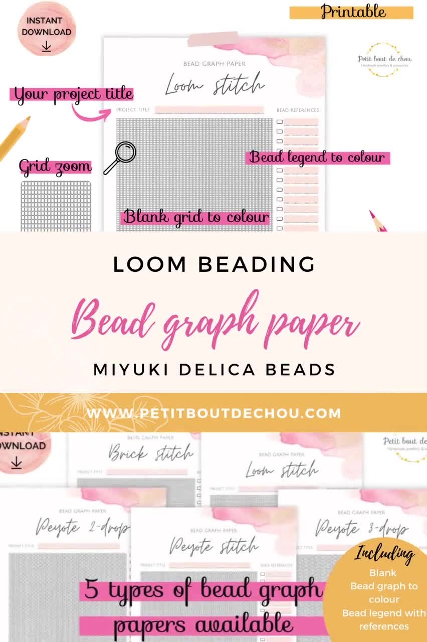 Miyuki Loom Stitch Bead Graph Paper Printable Blank Template PDF PNG Etsy