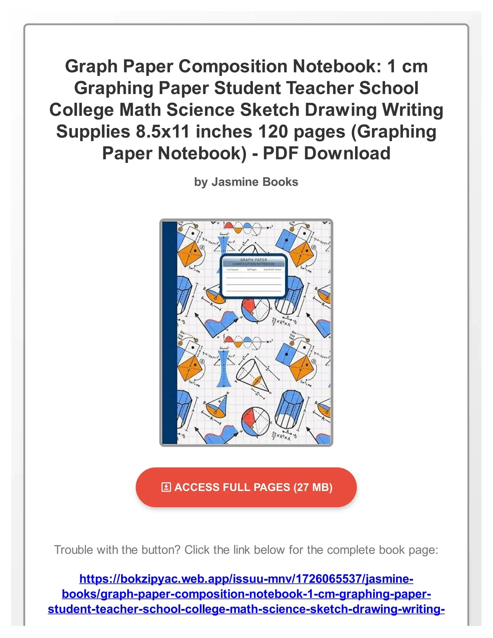 PDF Download Graph Paper Composition Notebook 1 Cm Graphing Paper Student Teacher School College Ma By EliseGislasonnb Issuu