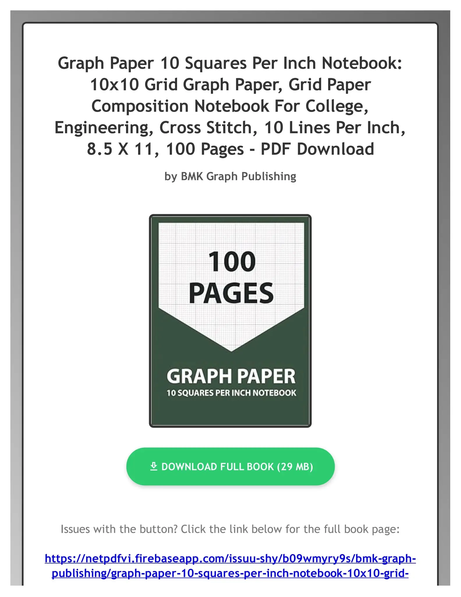 PDF Ebook Graph Paper 10 Squares Per Inch Notebook 10x10 Grid Graph Paper Grid Paper Composition By EleonoreBartolettiag Issuu
